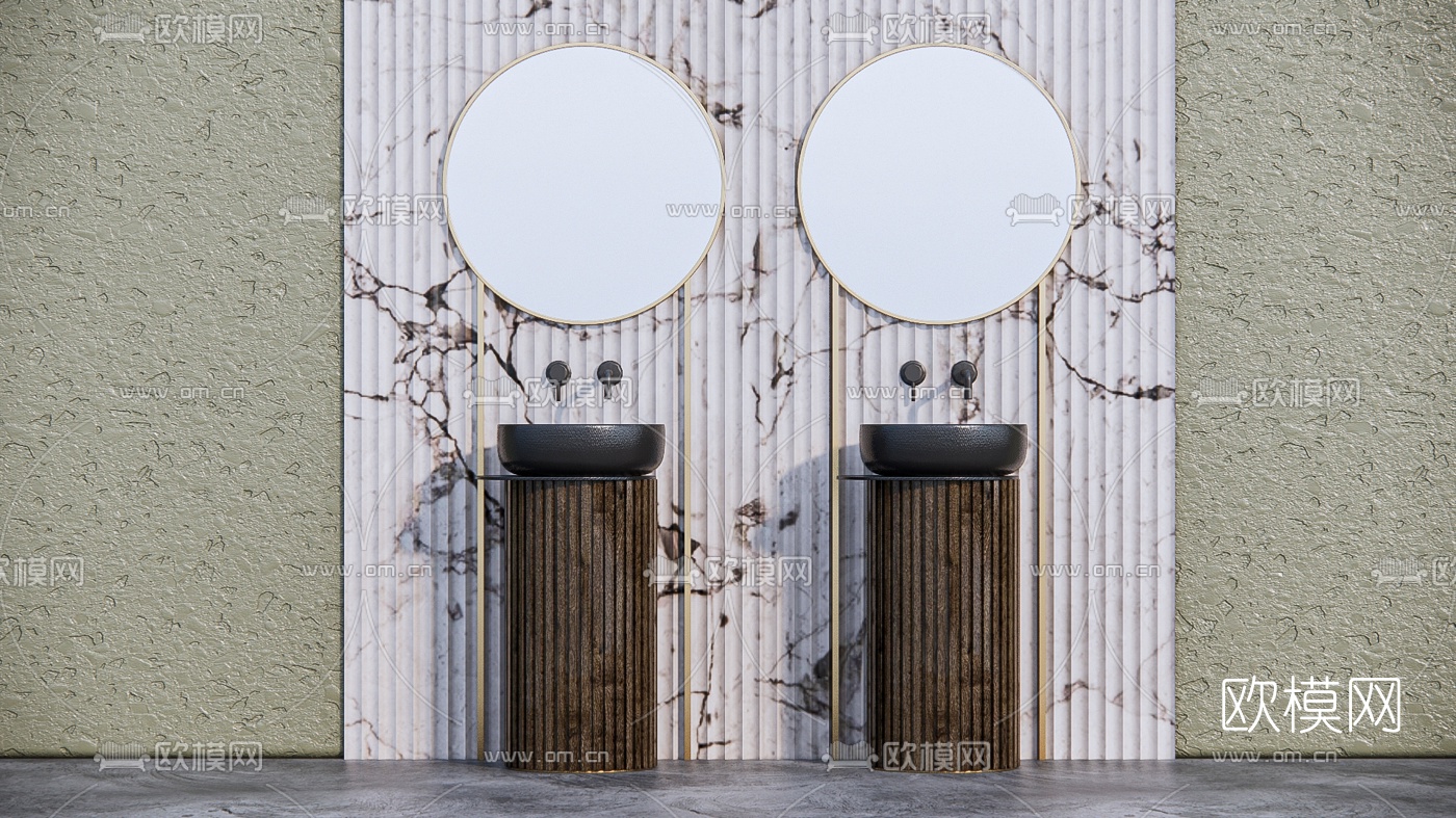 现代洗手台 su模型下载（渲染图1）