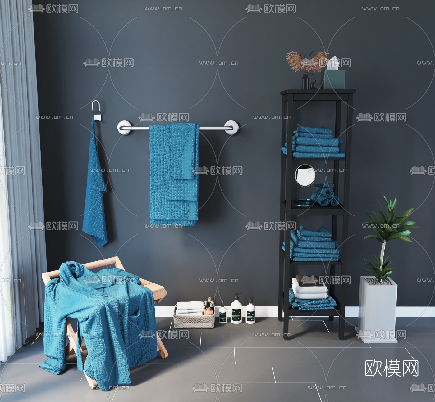 现代睡衣浴巾洗浴用品3d模型
