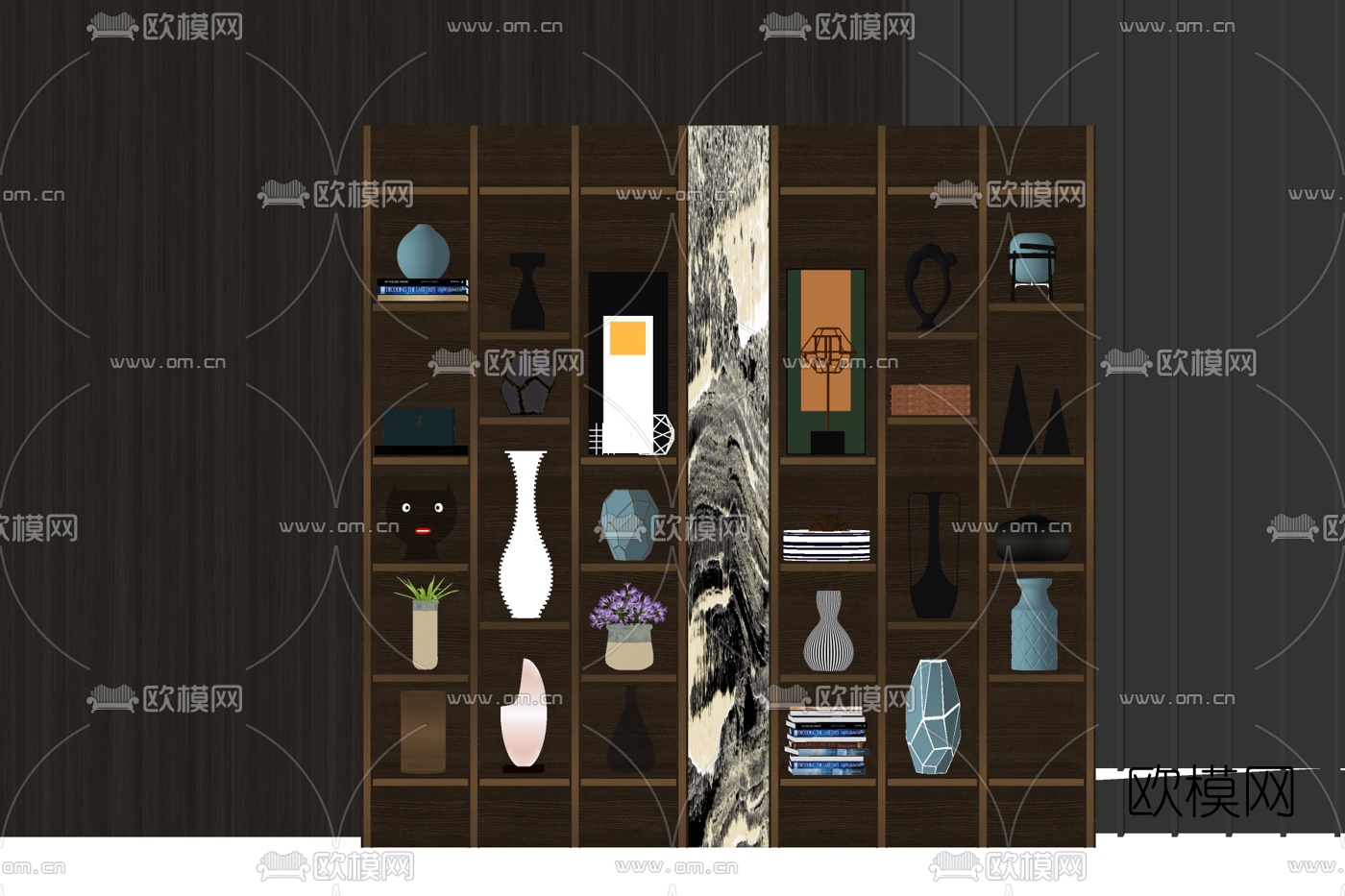 新中式博古架su模型下载