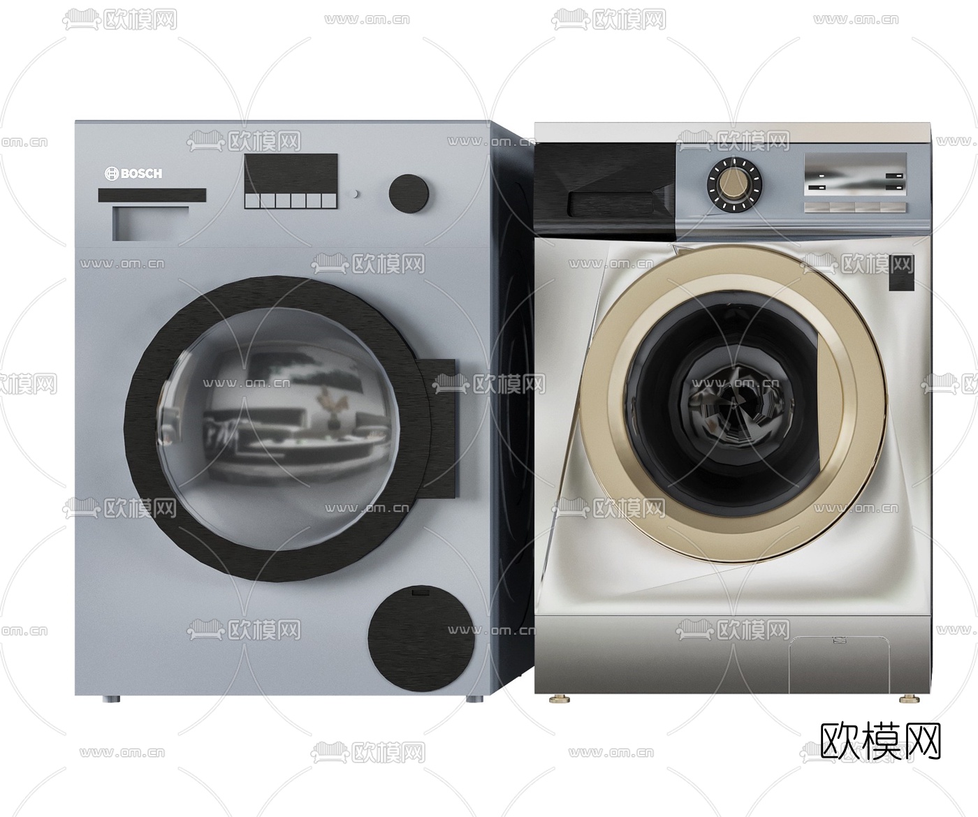 现代滚筒洗衣机3d模型下载（渲染图2）