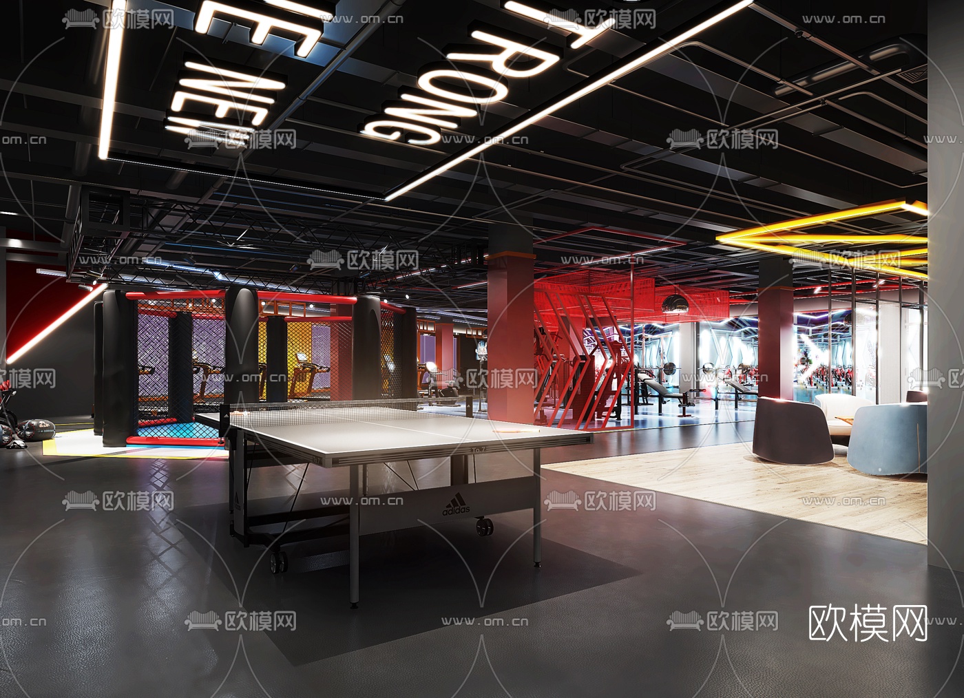 工业风健身房3d模型