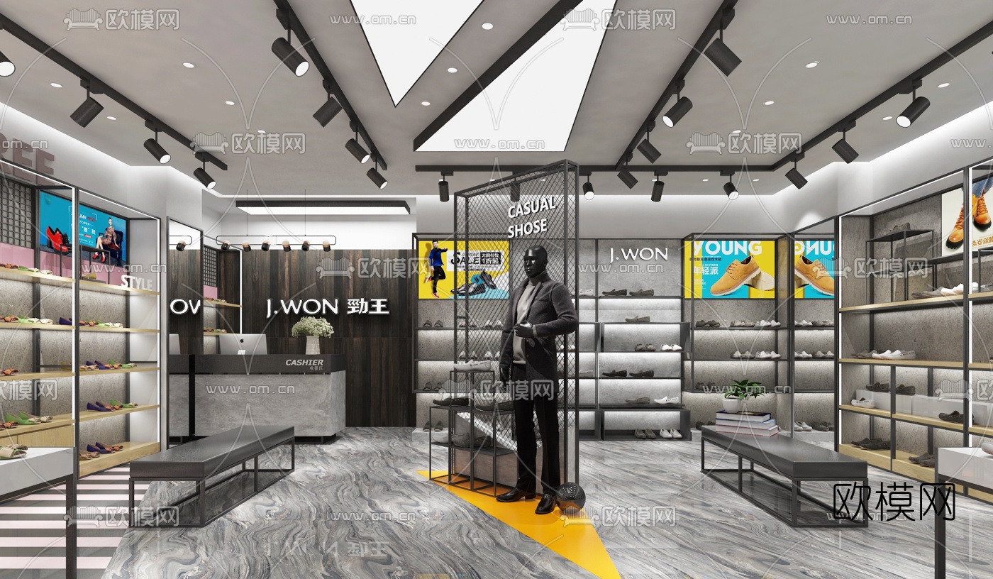 工业风鞋子专卖店3d模型