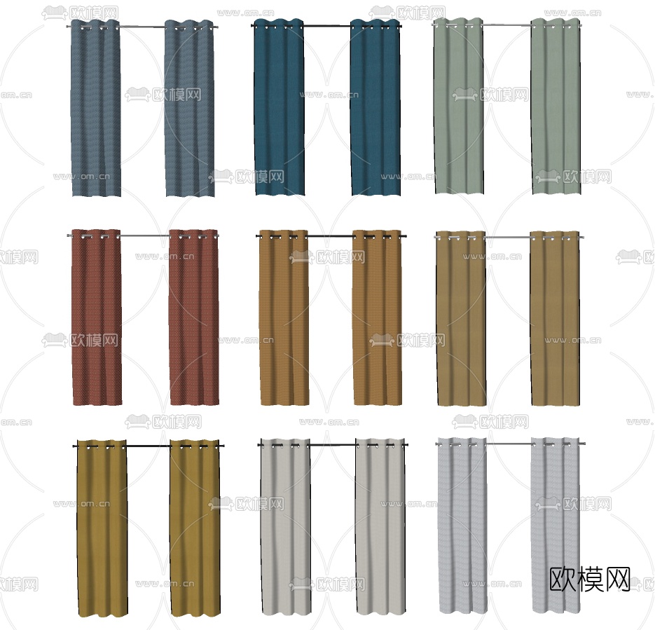 北欧窗帘su模型下载（渲染图2）