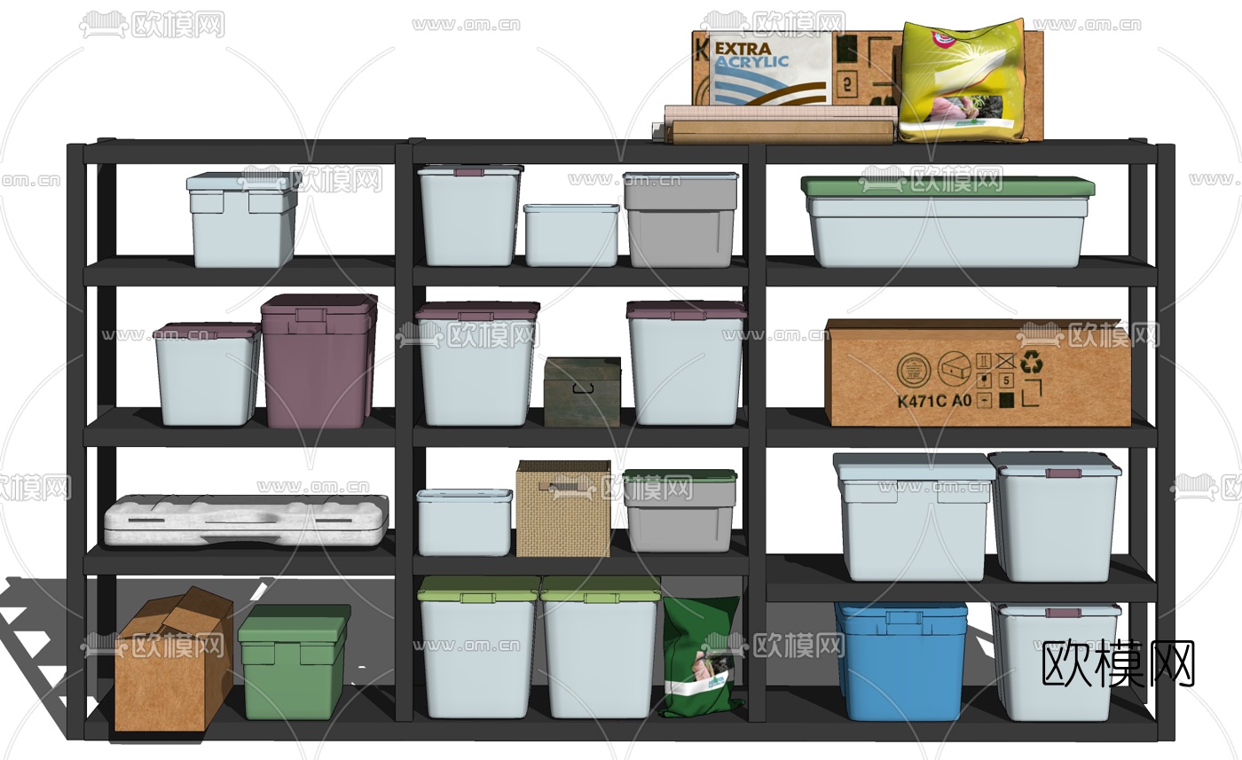 现代收纳箱竹筐su模型下载