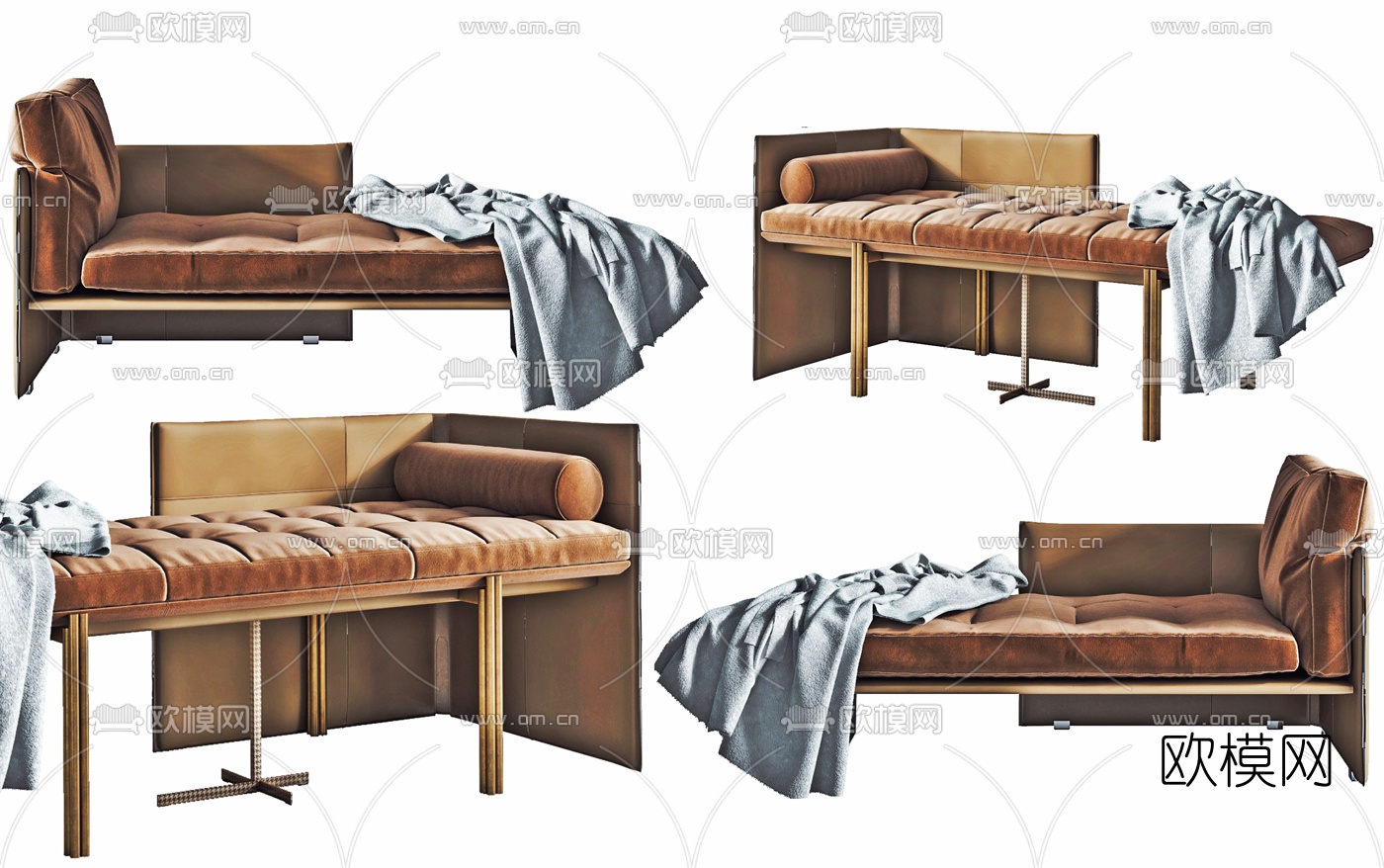 现代绒布贵妃椅3d模型下载