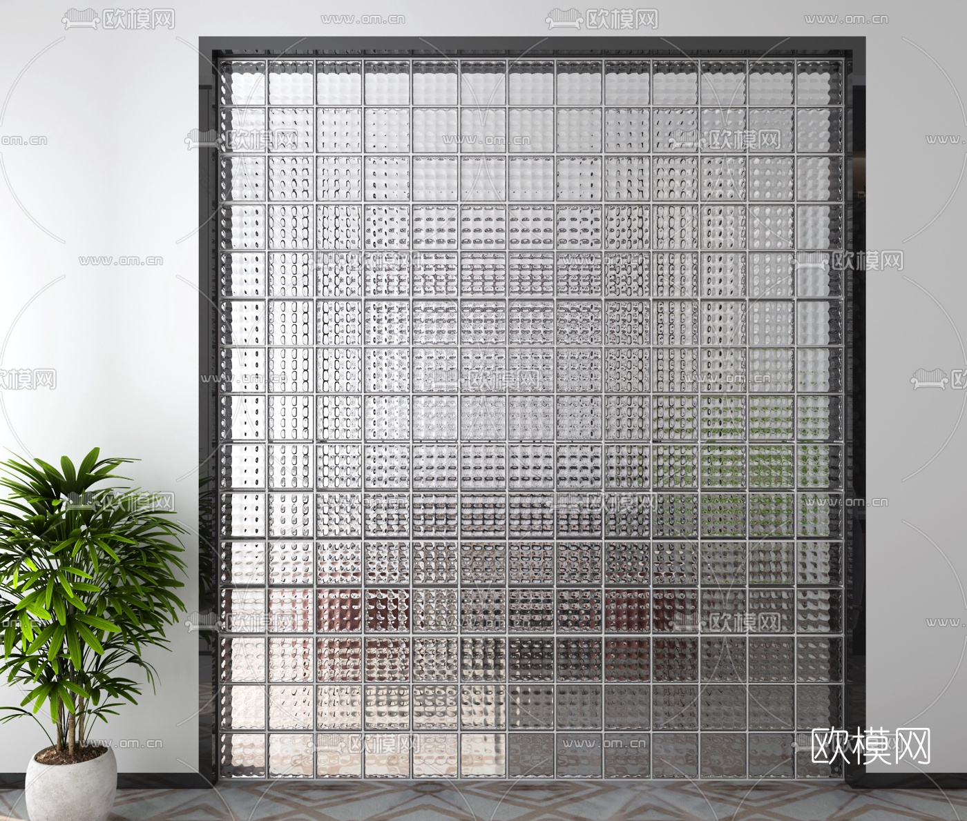 现代玻璃屏风隔断3d模型下载（渲染图5）