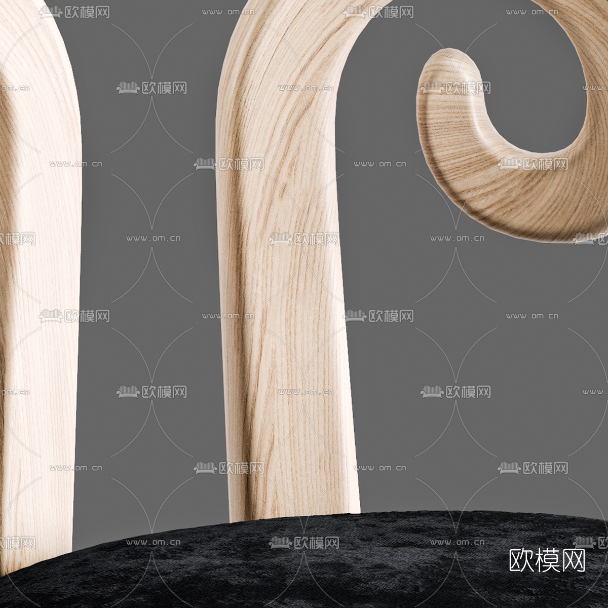 现代实木儿童椅3d模型下载（渲染图2）