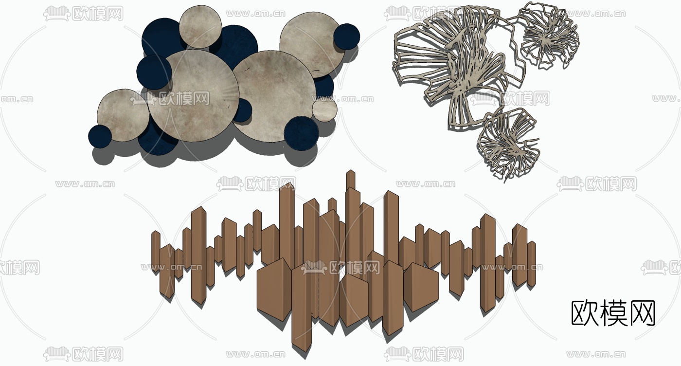 现代轻奢墙饰su模型下载