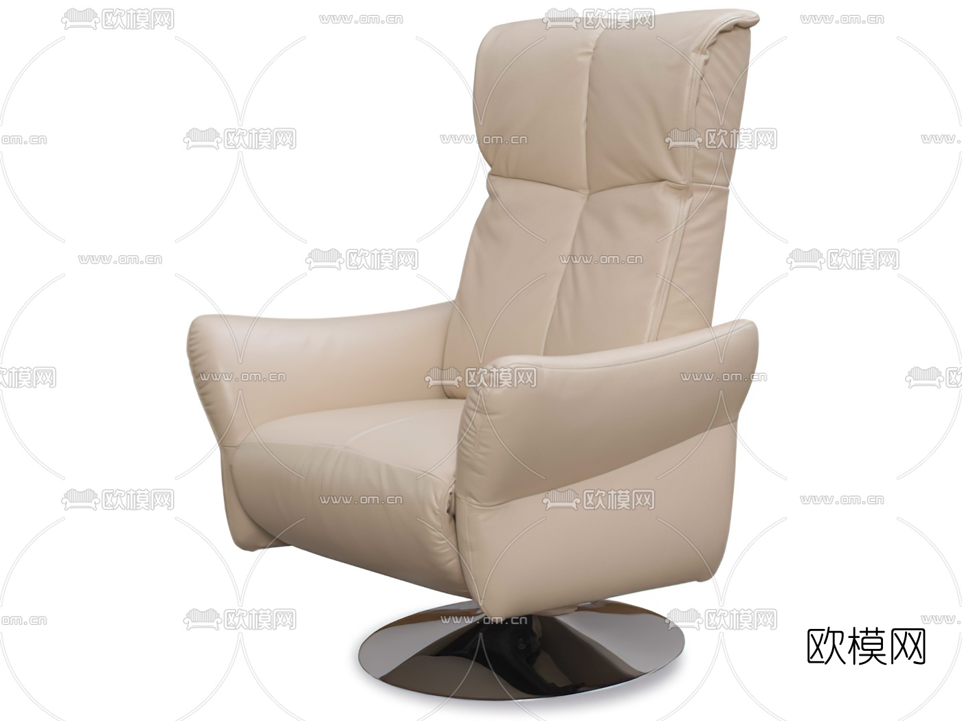 现代皮革休闲沙发su模型下载（渲染图2）