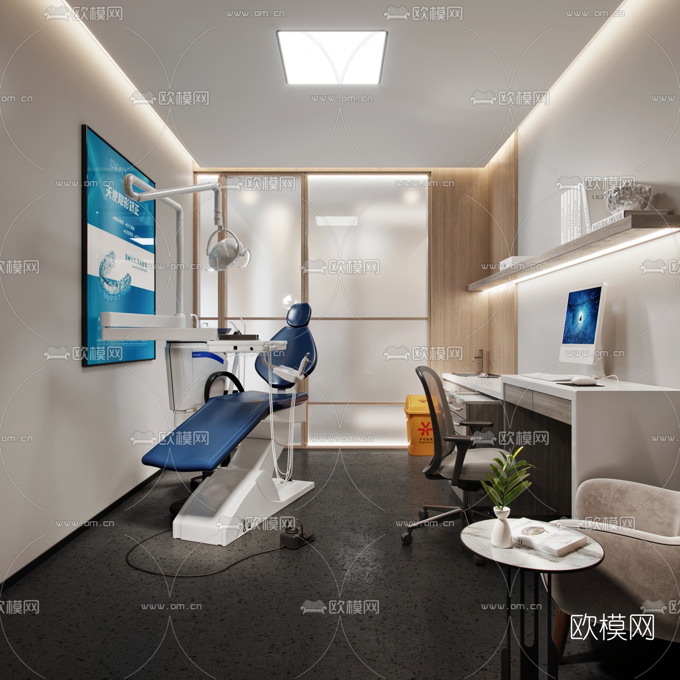 日式牙科医院诊室走廊3d模型下载（渲染图1）