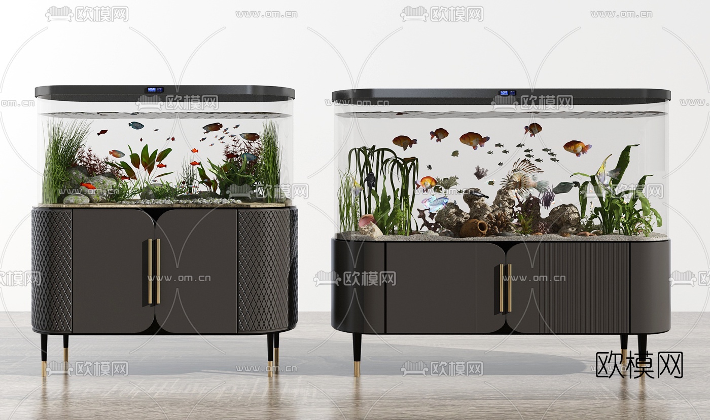 现代轻奢鱼缸水族3d模型