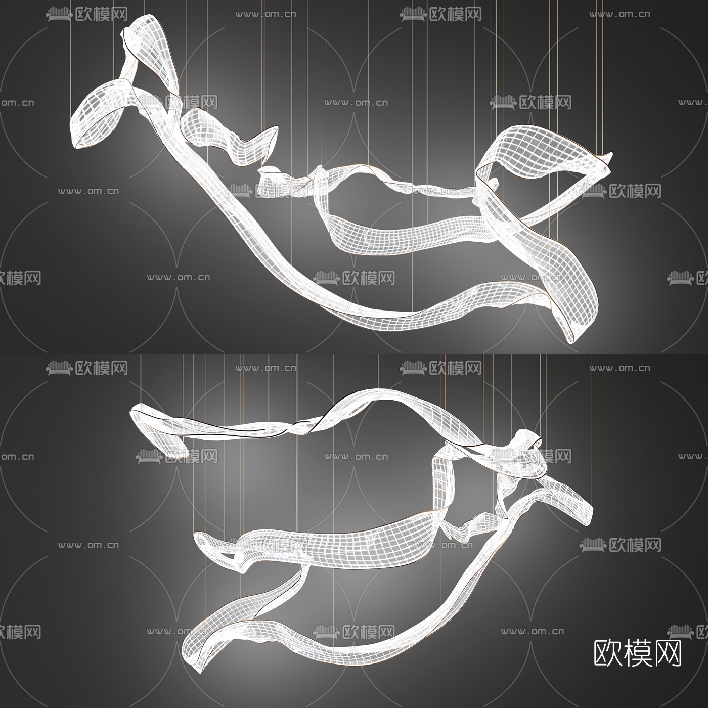 现代玻璃艺术装饰吊灯3d模型