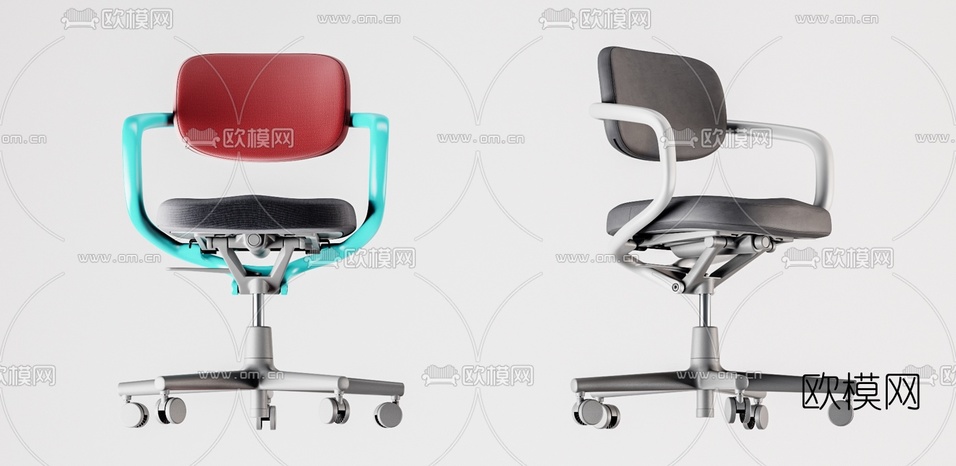 现代办公椅职员椅转椅3d模型下载(渲染图2)