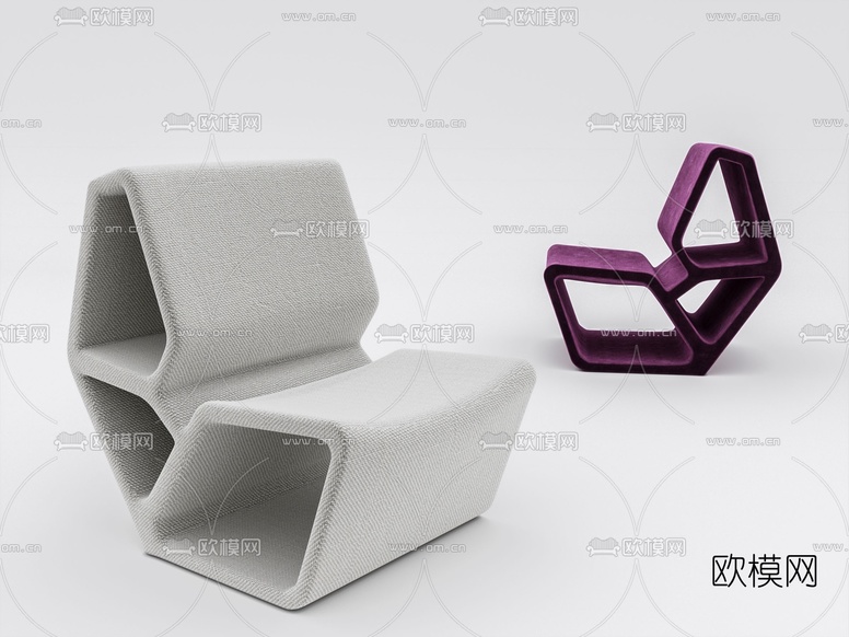 现代布艺休闲椅3d模型下载