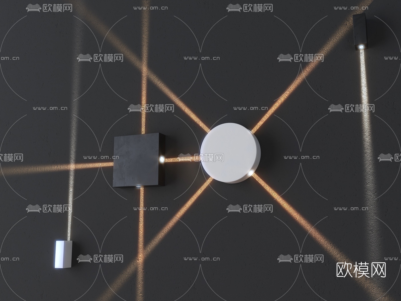 现代几何壁灯3d模型下载