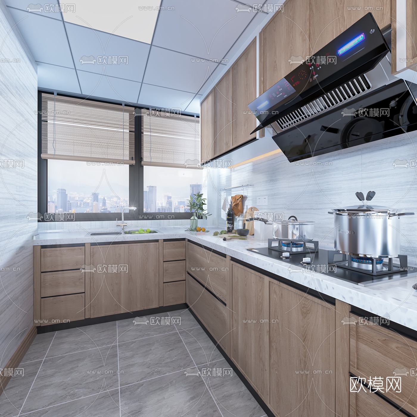 日式客厅餐厅厨房免费3d模型下载（渲染图8）