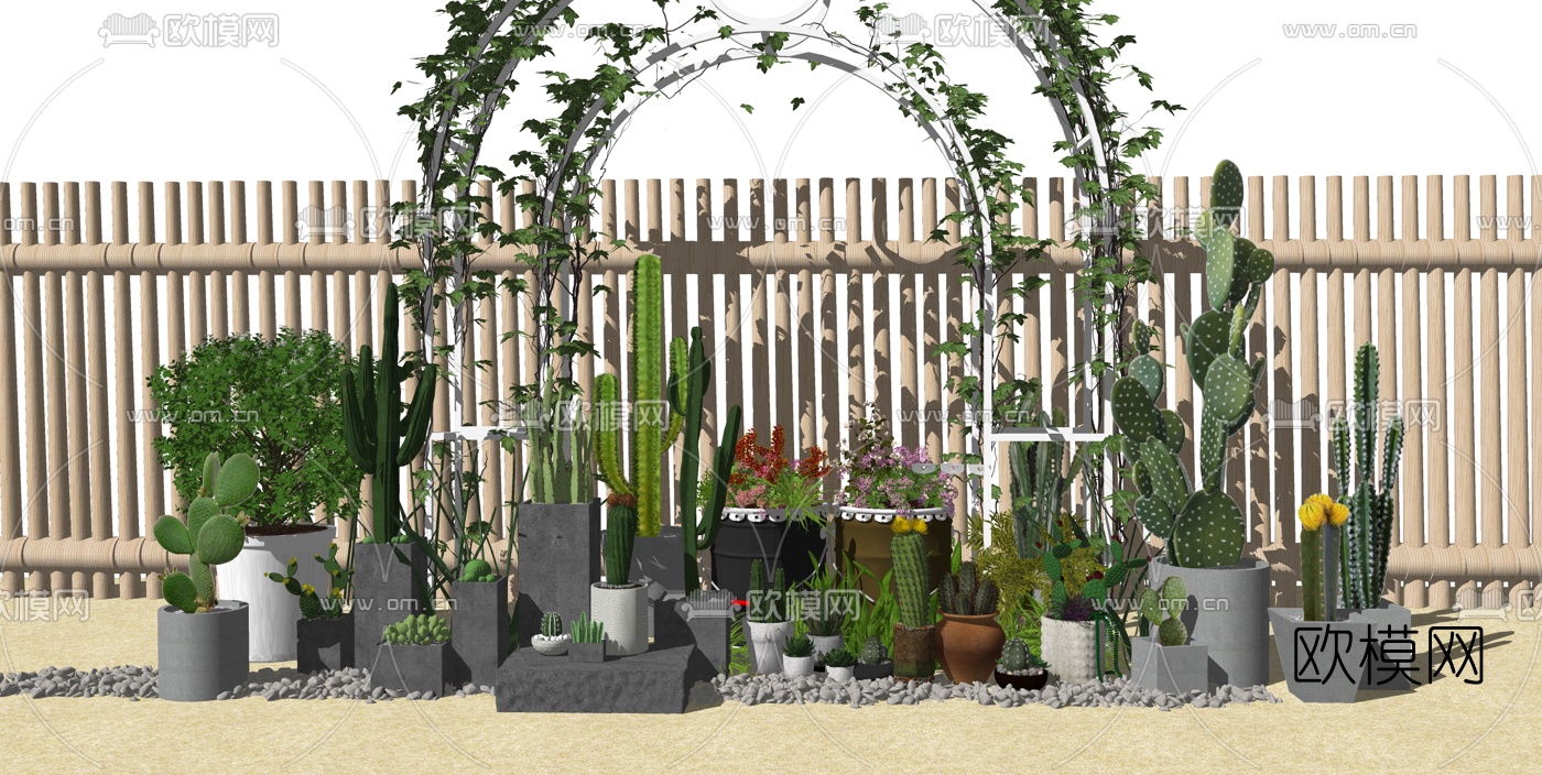 北欧仙人掌绿植盆栽su模型下载