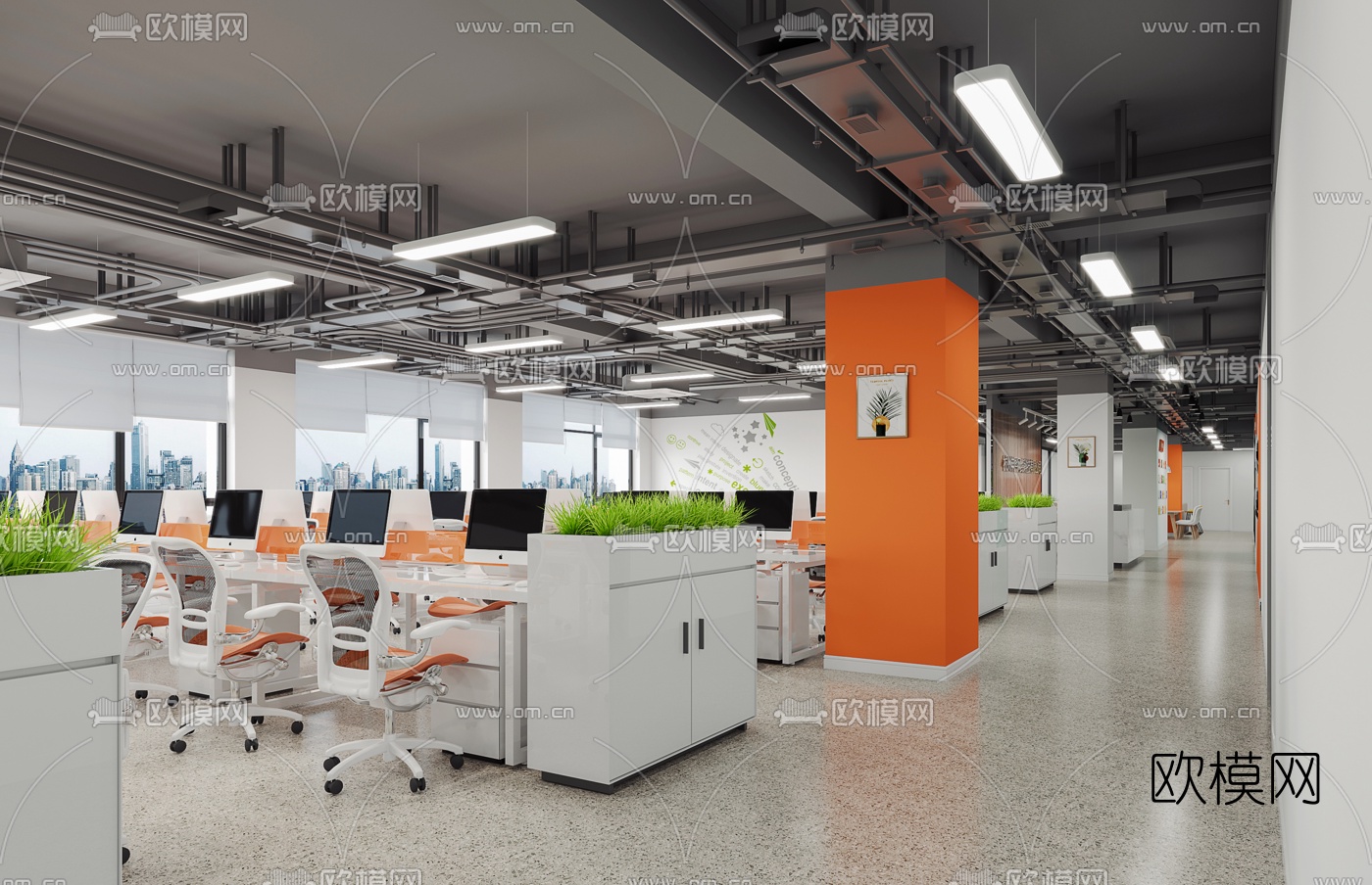 北欧敞开式办公区休息区3d模型