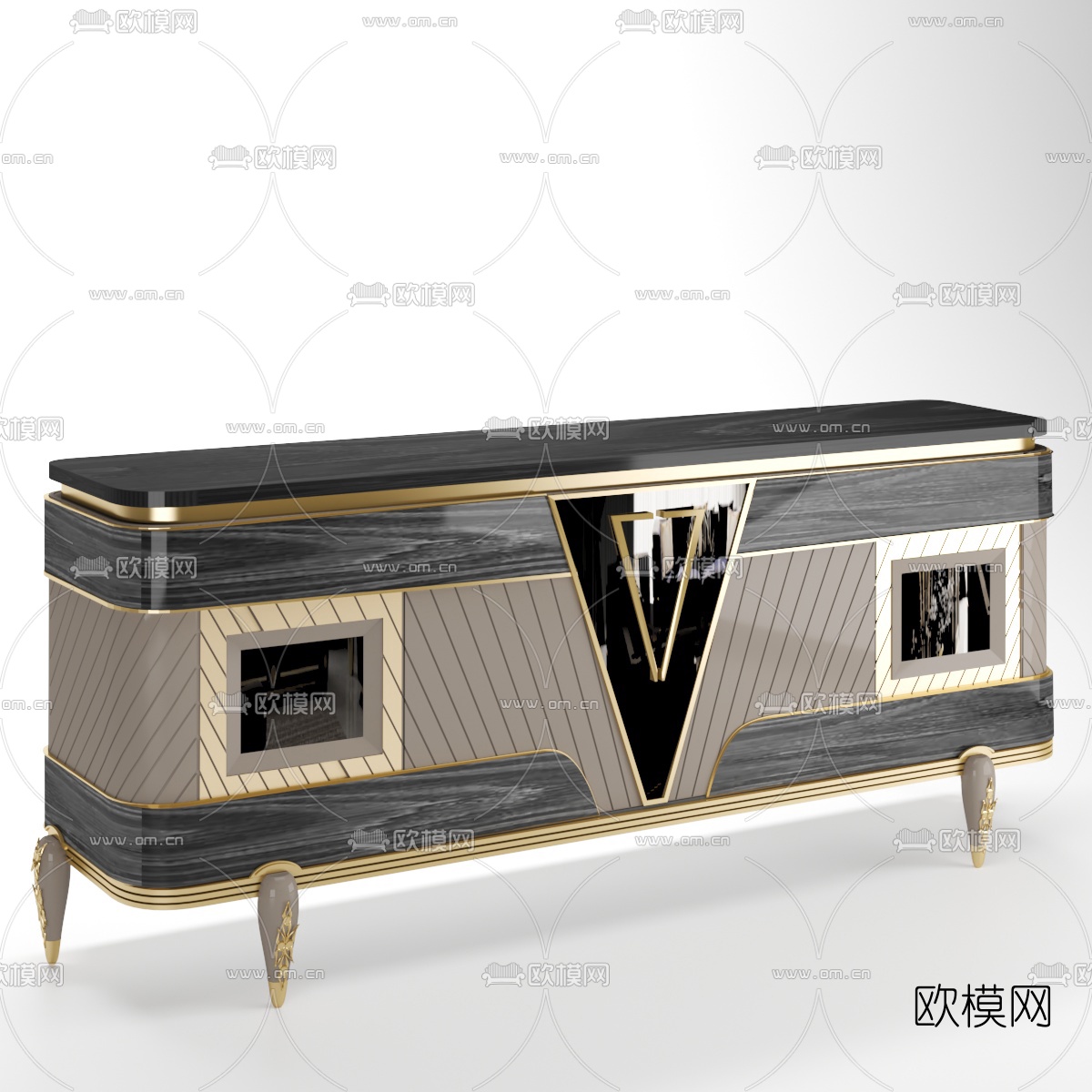 后现代轻奢电视柜免费3d模型