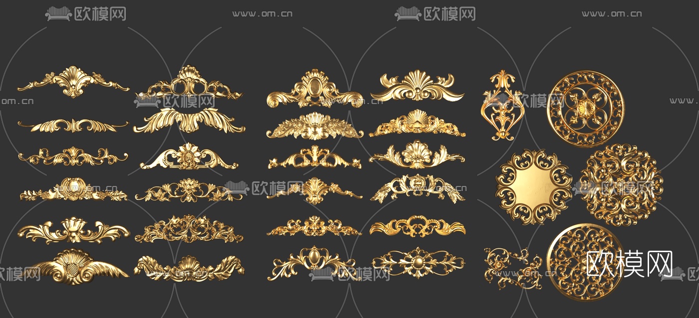 欧式雕刻雕花构件3d模型