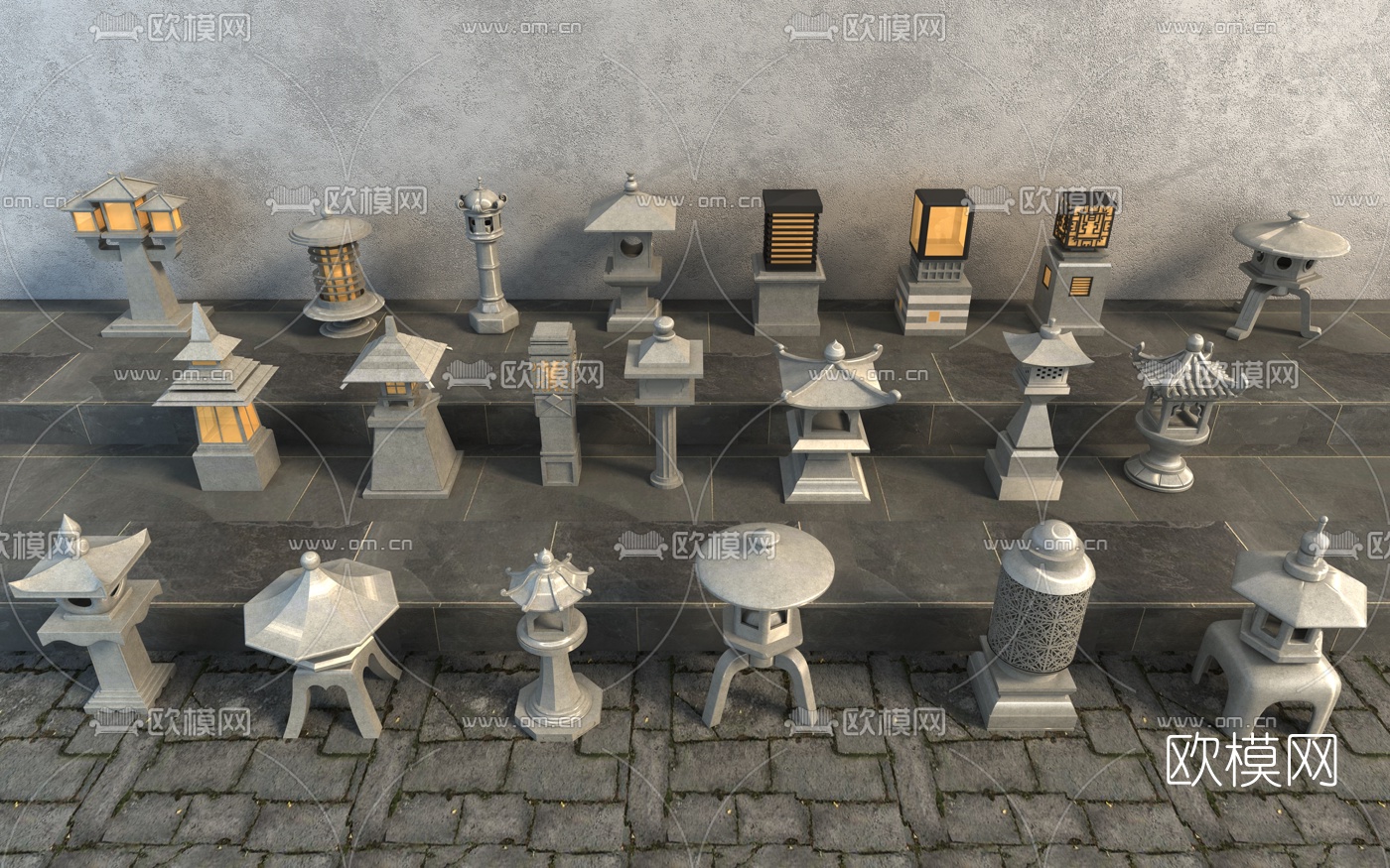 中式庭院景观灯草坪灯3d模型下载