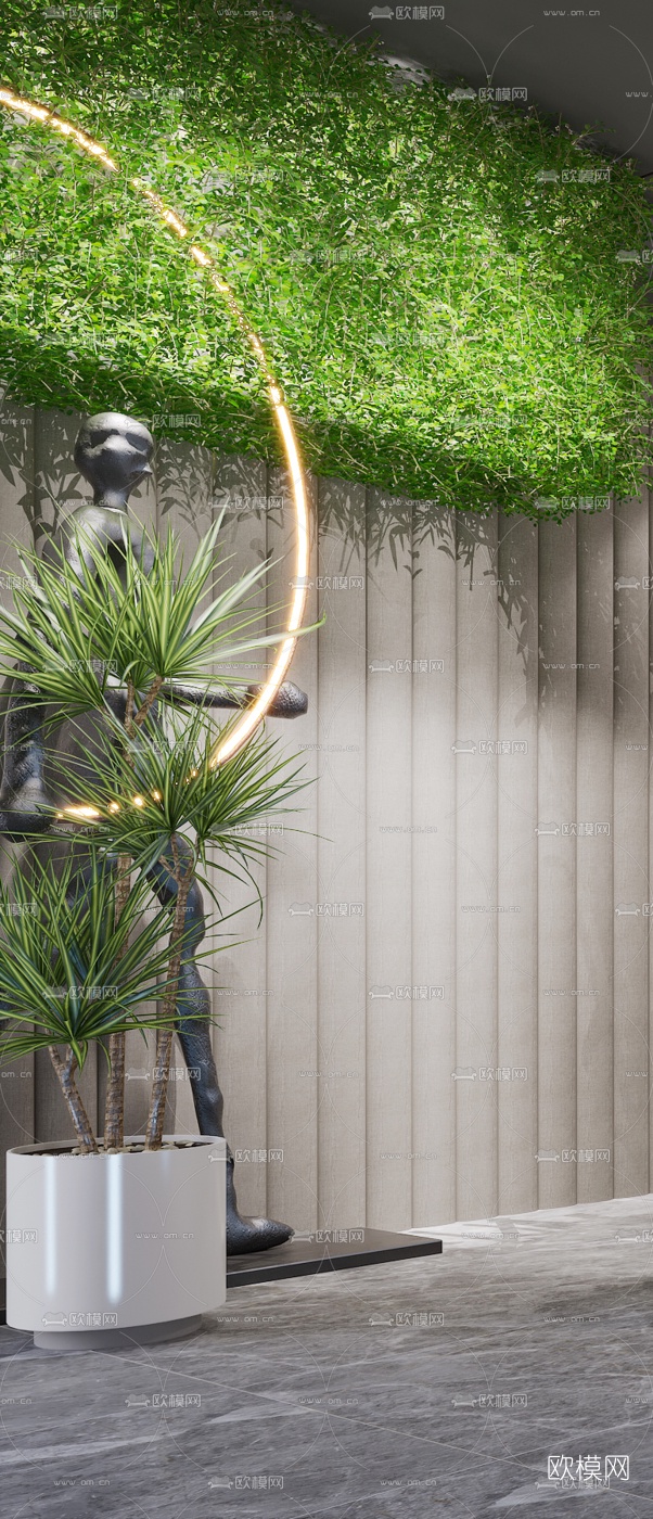 北欧办公前台大厅3d模型下载（渲染图5）