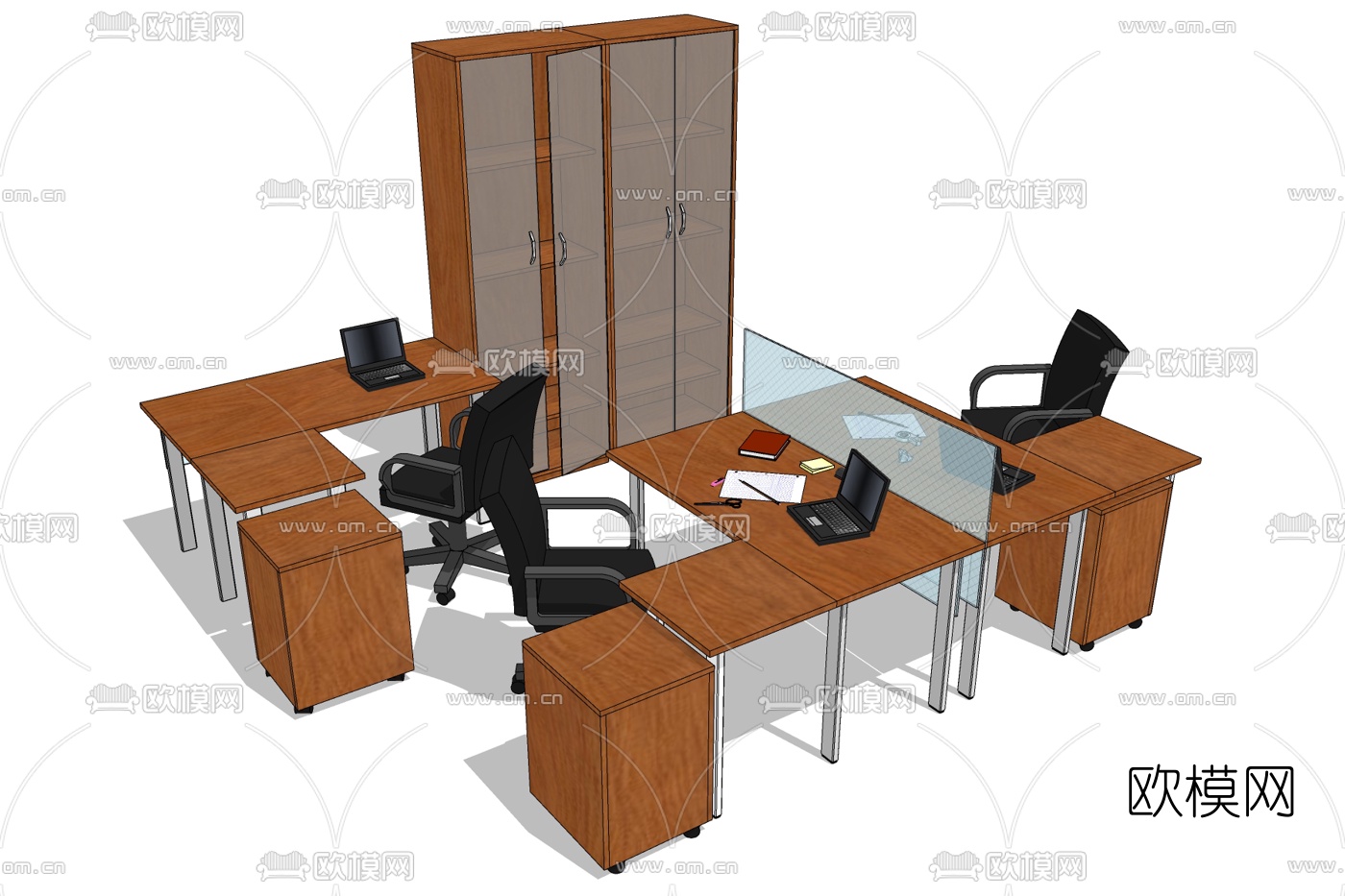 现代卡座办公桌免费su模型下载