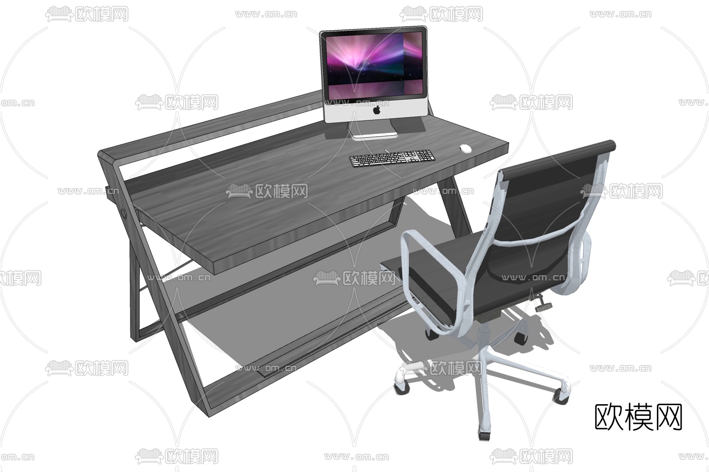 现代办公桌椅免费su模型下载