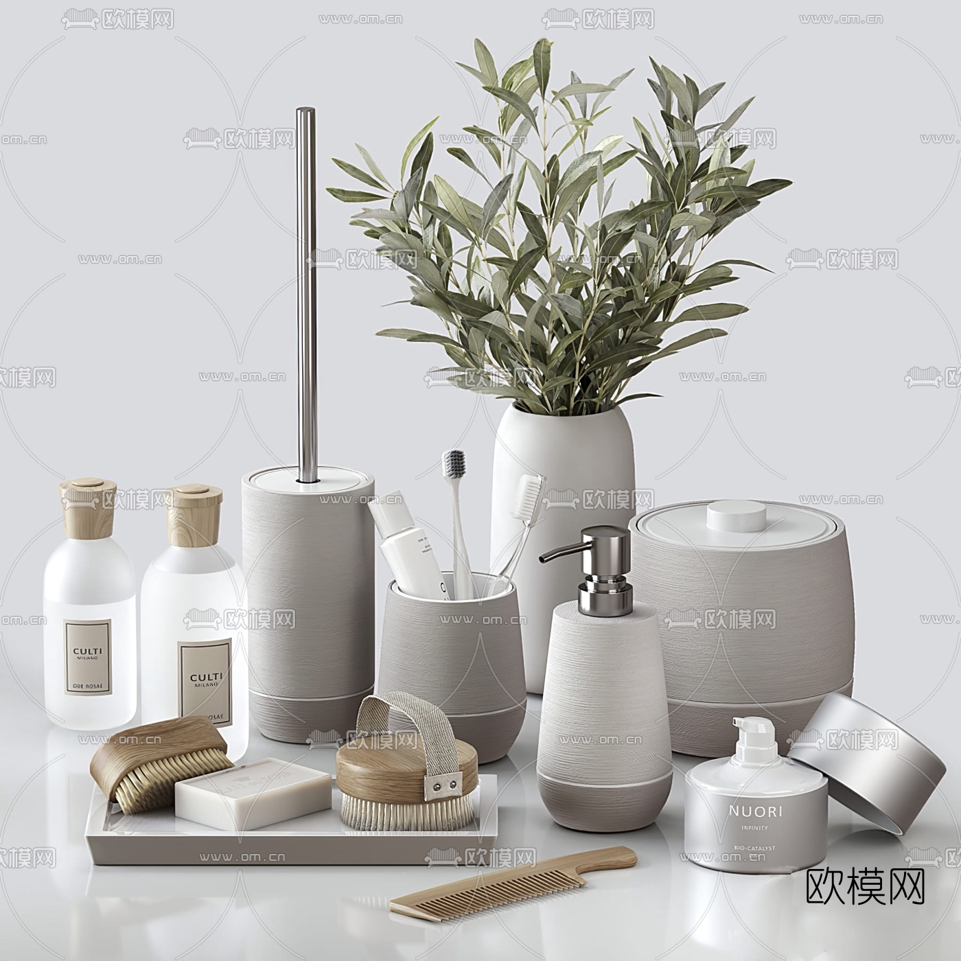 现代花瓶花艺洗涤用品3d模型下载（渲染图1）