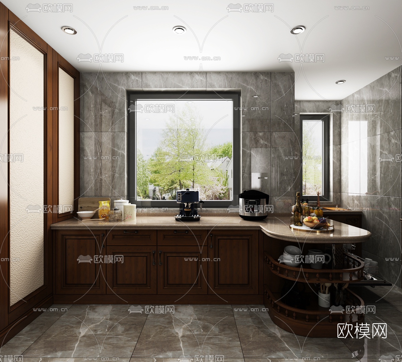 欧式厨房3d模型下载（渲染图2）