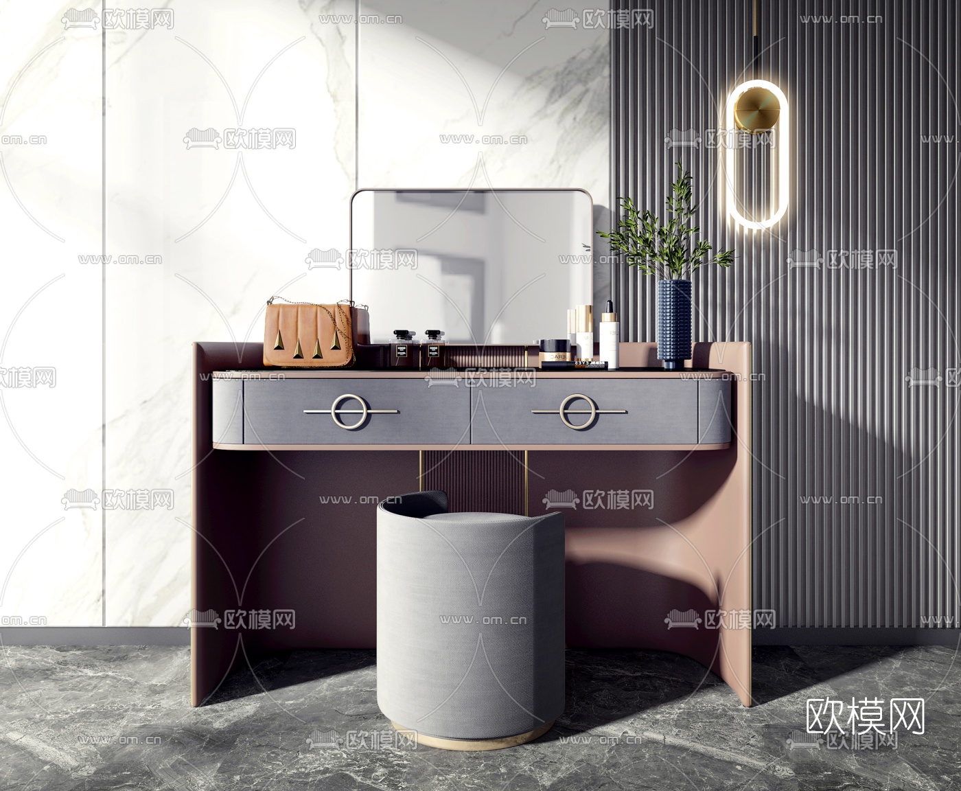现代梳妆台摆件3d模型
