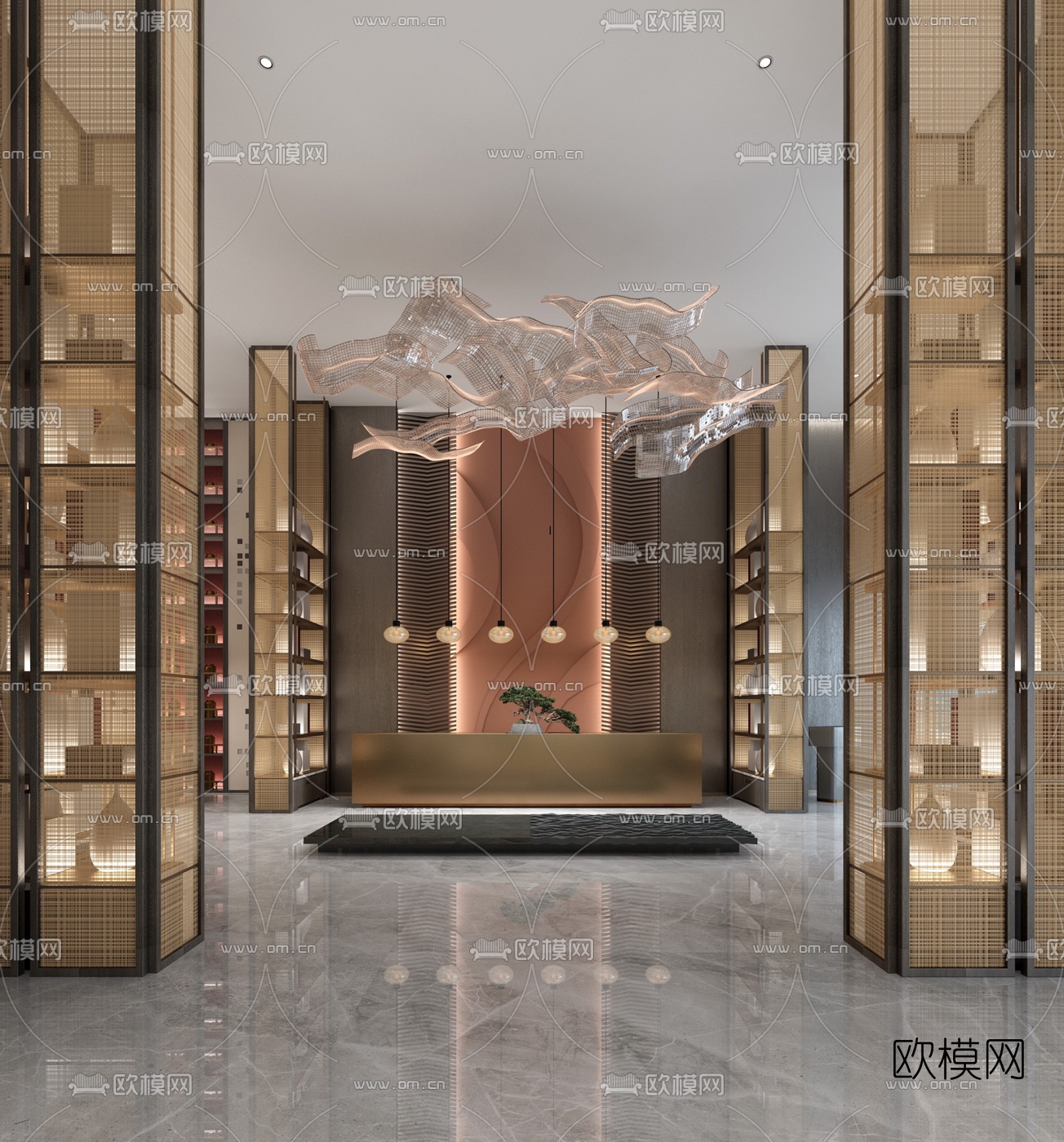新中式轻奢售楼处3d模型