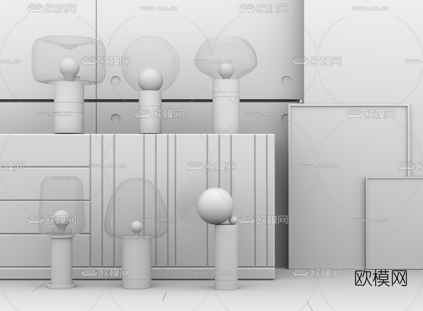 现代玻璃台灯su模型