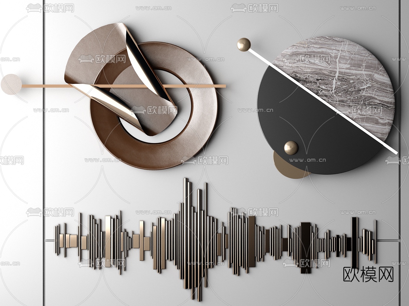 现代金属墙饰挂件3d模型下载