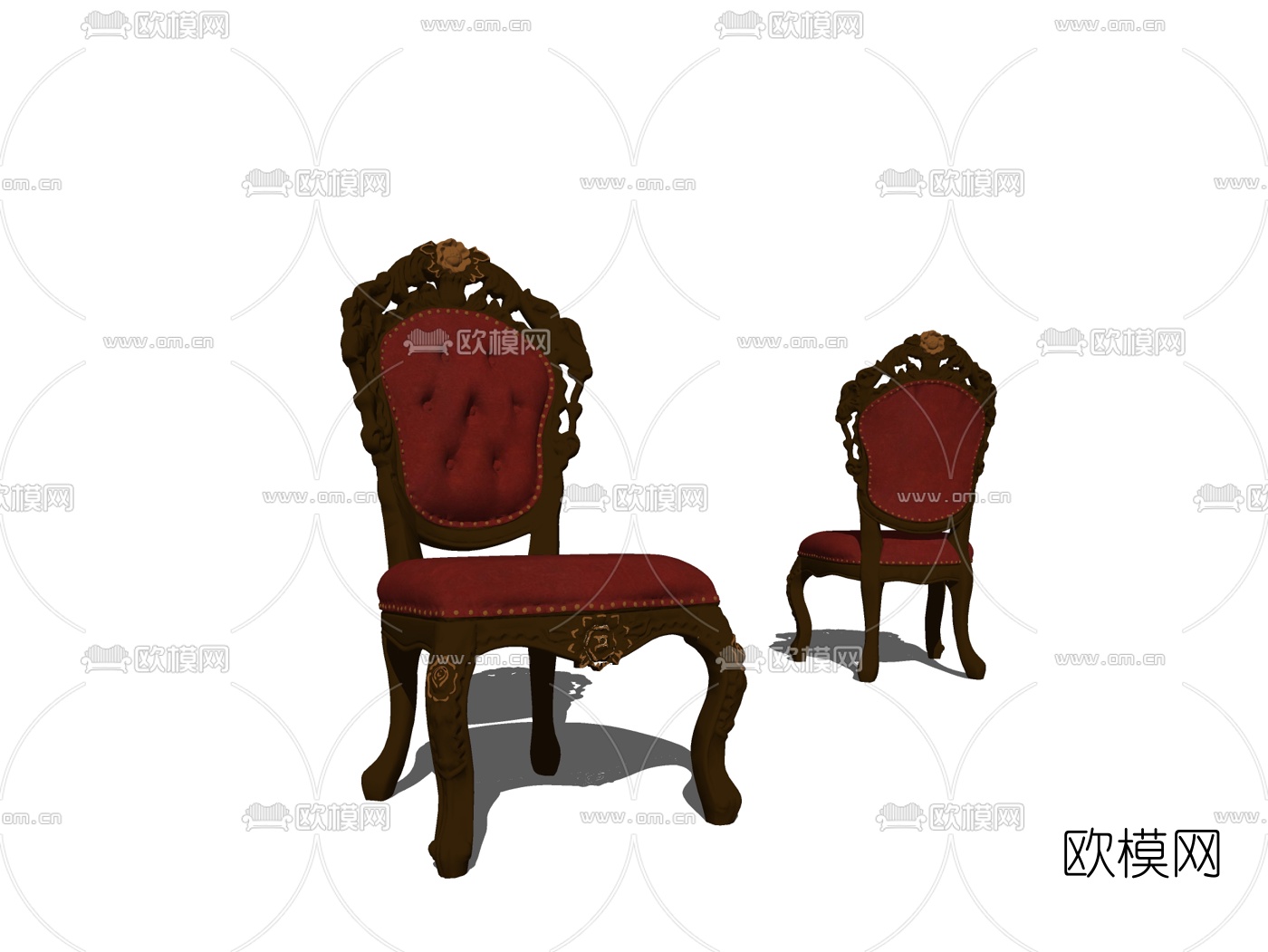 欧式实木单椅su模型下载