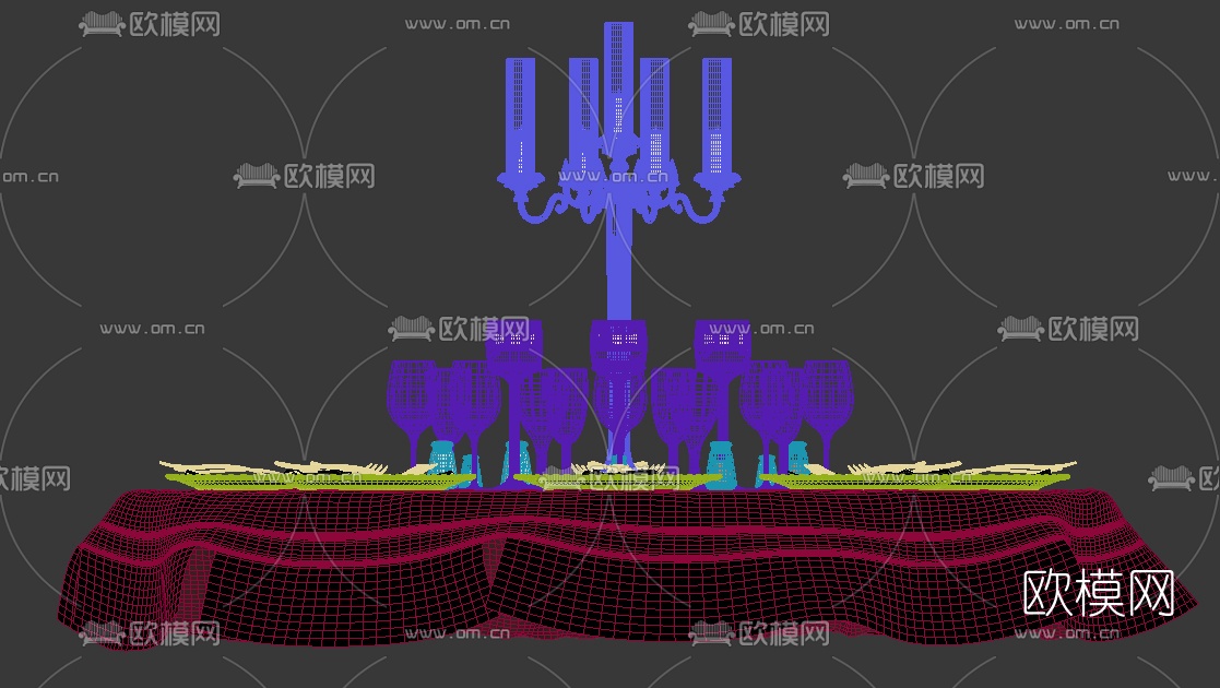 欧式烛台金属餐具3d模型下载（渲染图5）