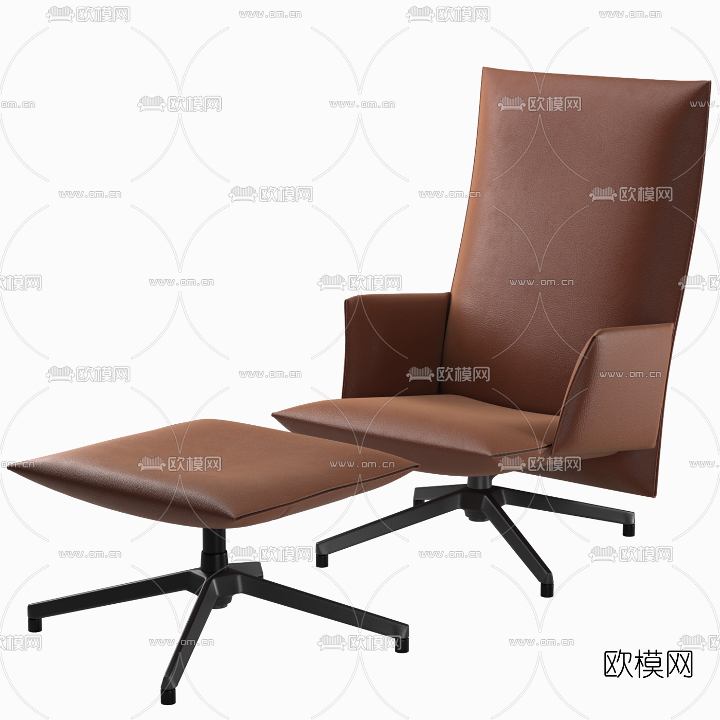 现代皮革高背办公椅3d模型下载（渲染图3）