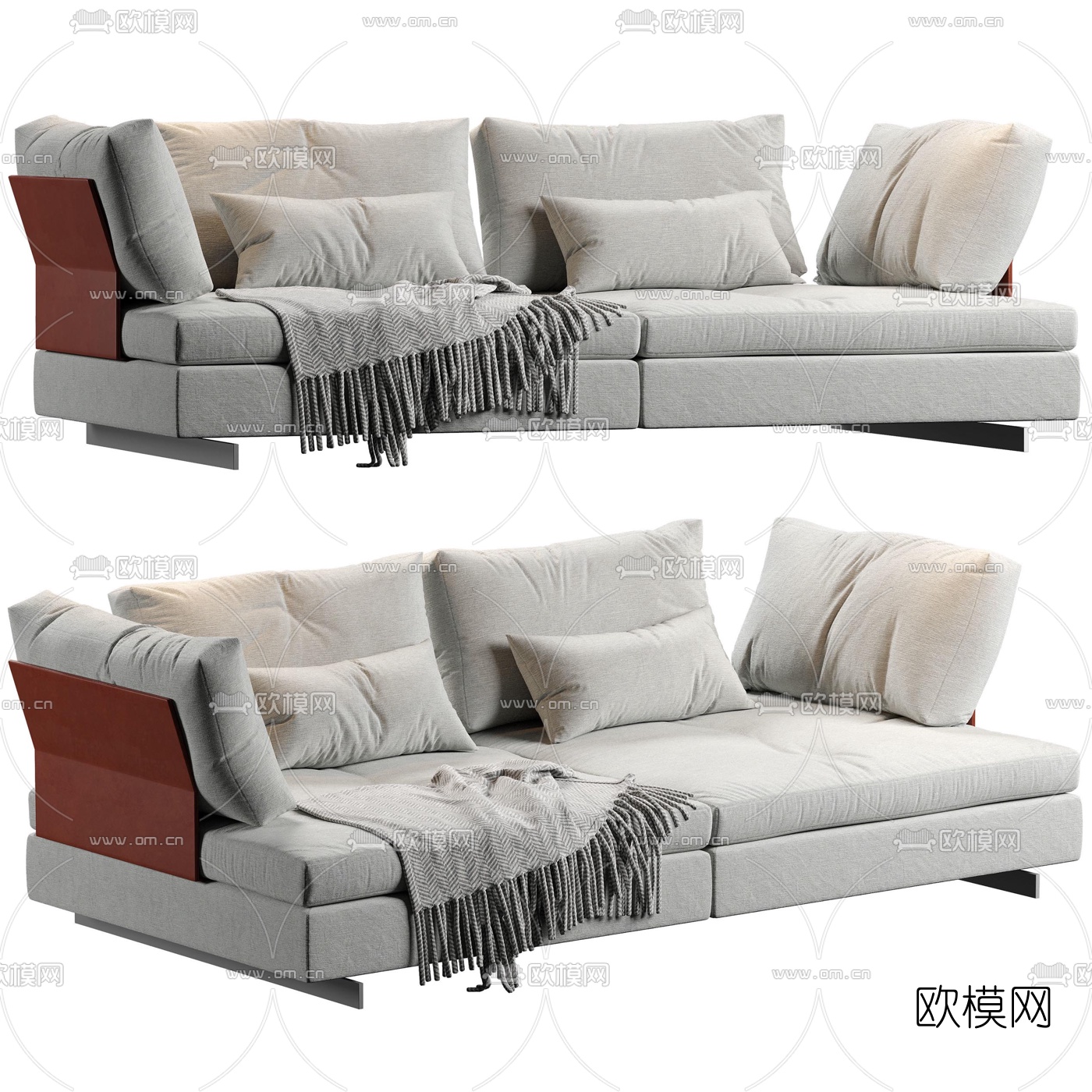 Bonaldo 现代布艺双人沙发3d模型下载（渲染图1）