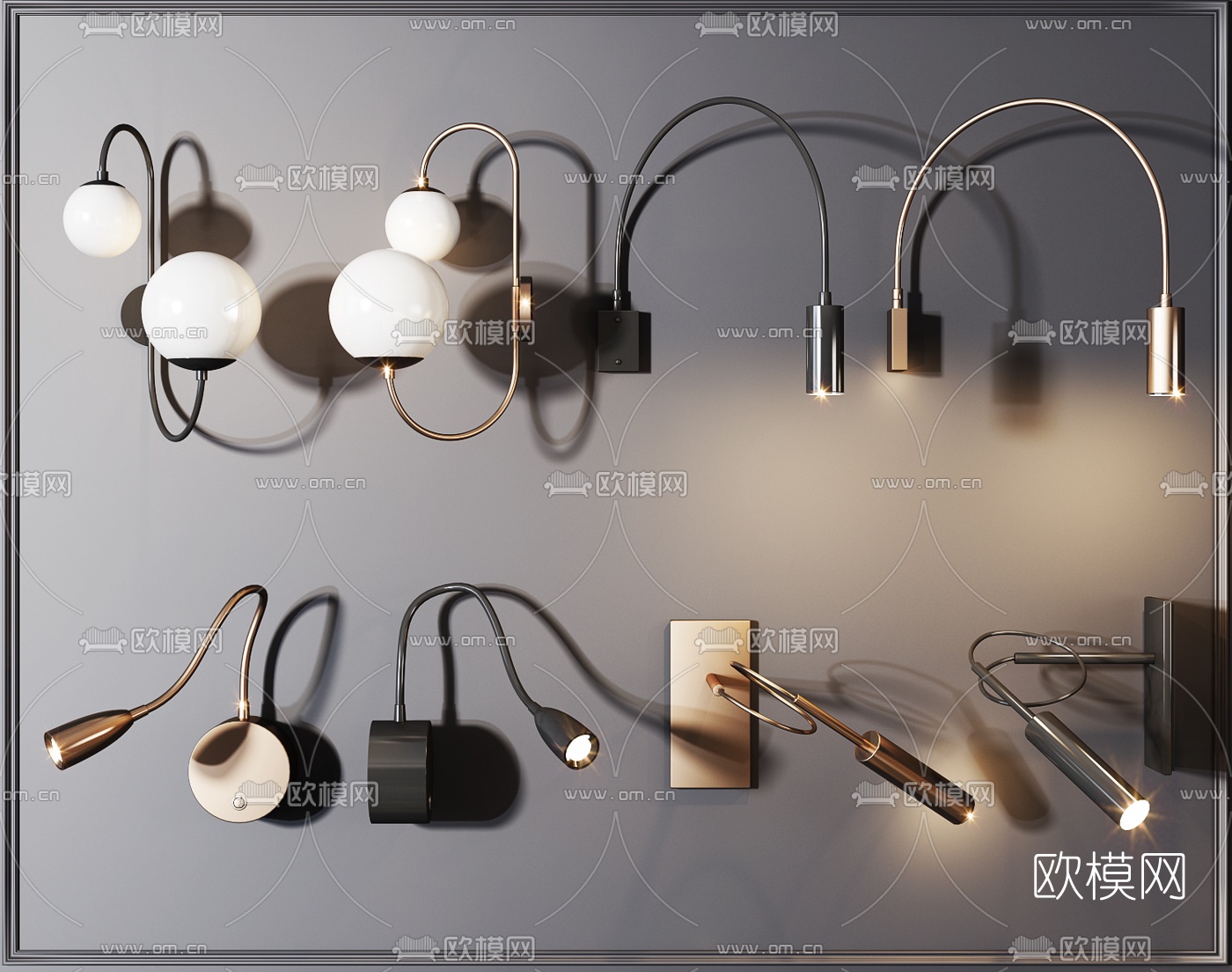 现代轻奢金属壁灯3d模型下载