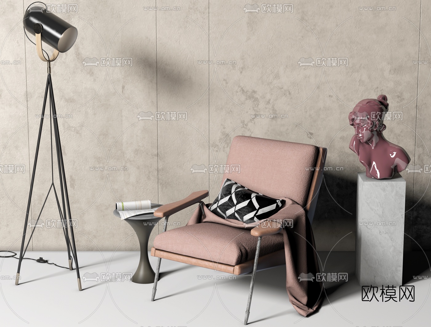 现代布艺休闲椅3d模型下载