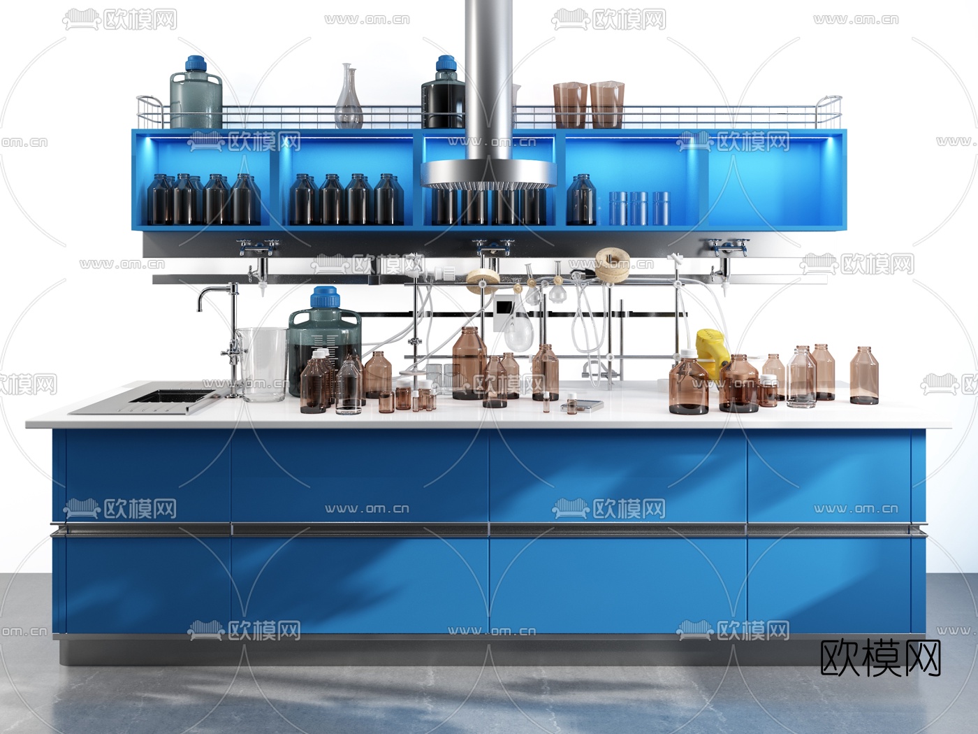现代实验台操作台3d模型下载