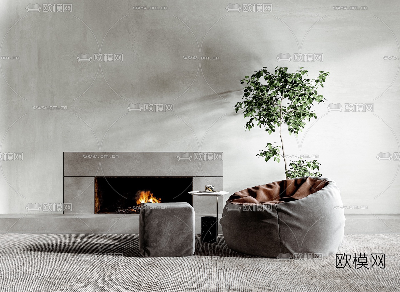 现代布艺懒人沙发边几3d模型下载