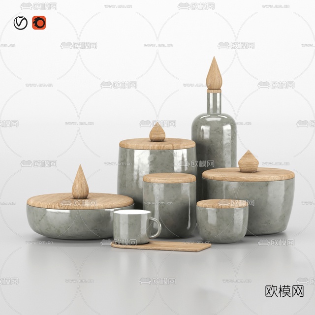 现代大理石餐具免费3d模型下载