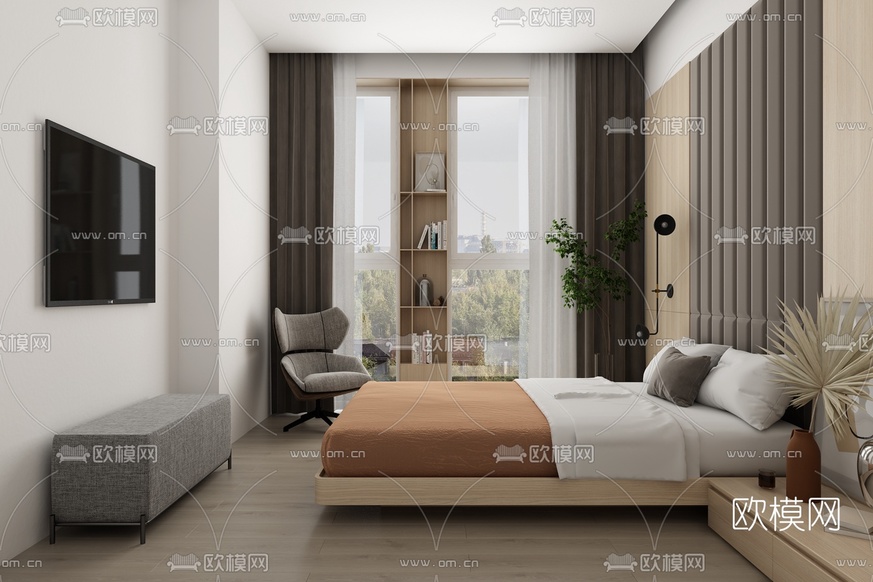 现代卧室免费3d模型下载