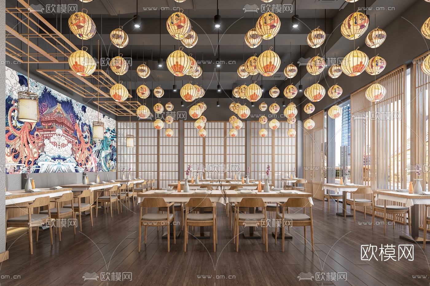 日式料理餐厅3d模型