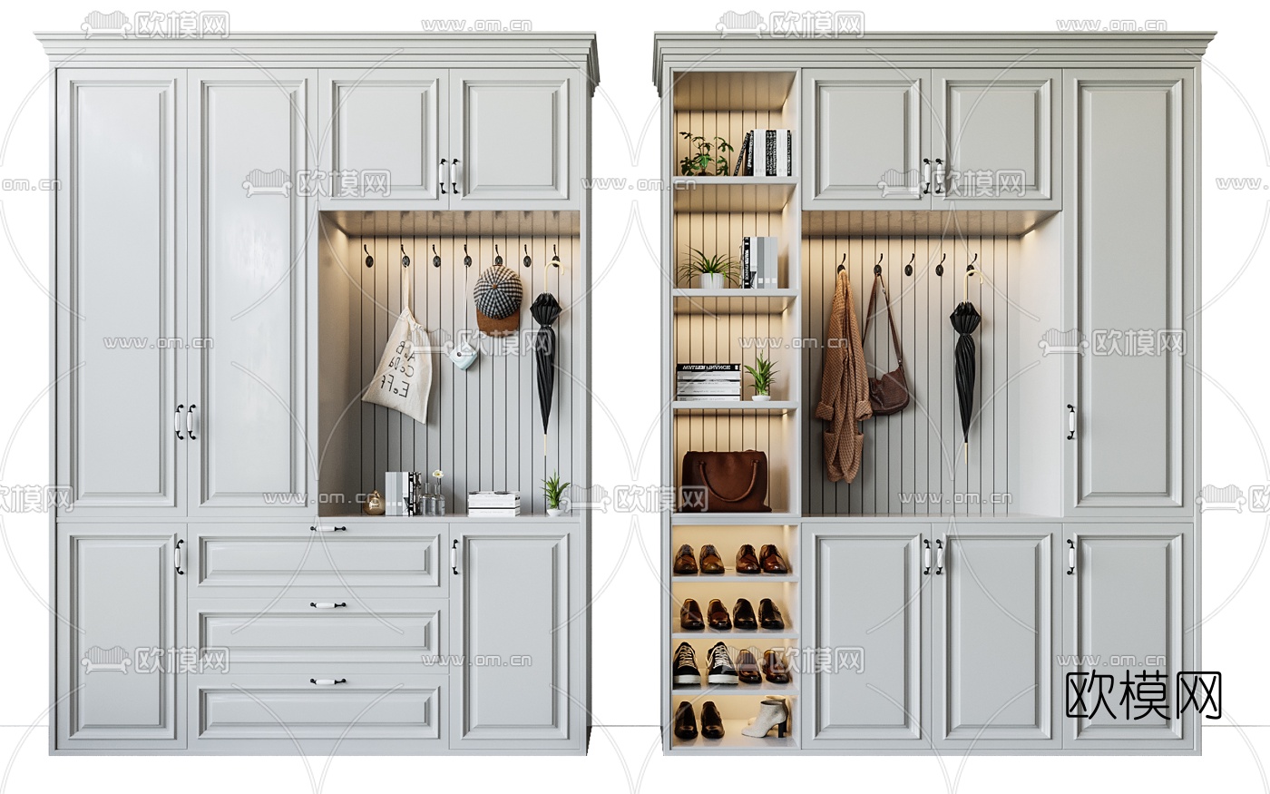 美式多功能鞋柜3d模型下载