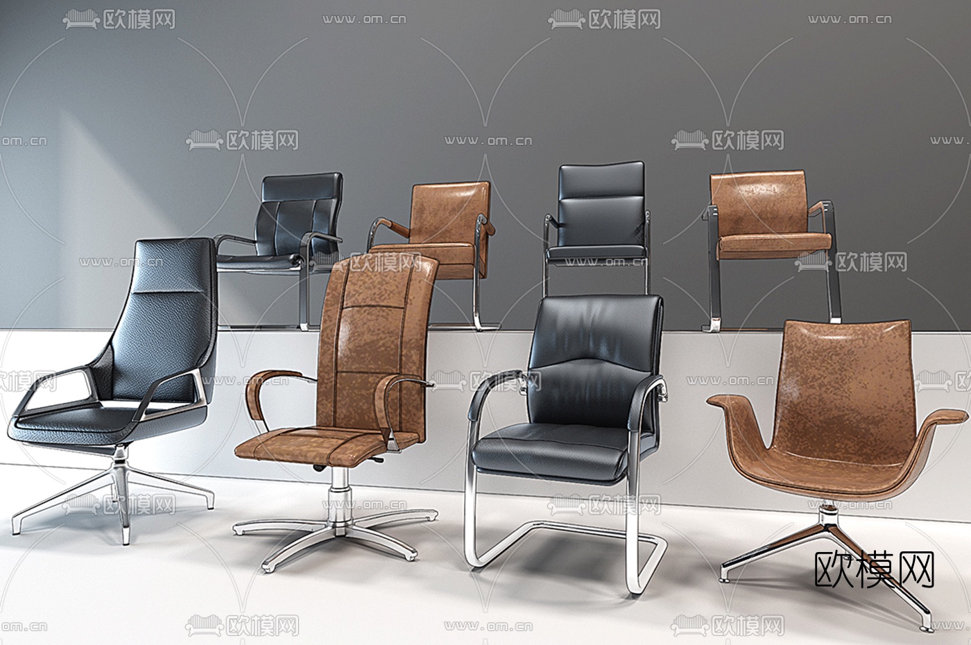 现代皮革办公椅su模型下载（渲染图1）