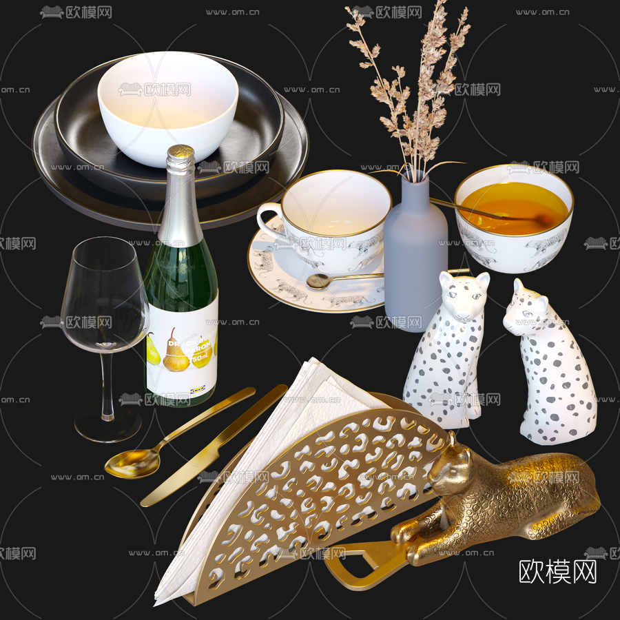 北欧金属餐具3d模型下载（渲染图2）