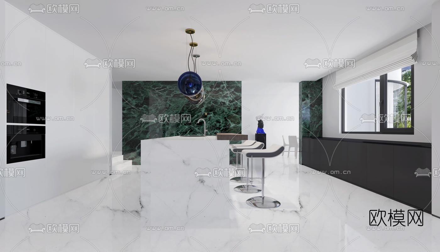 后现代简约客厅餐厅3d模型下载（渲染图4）