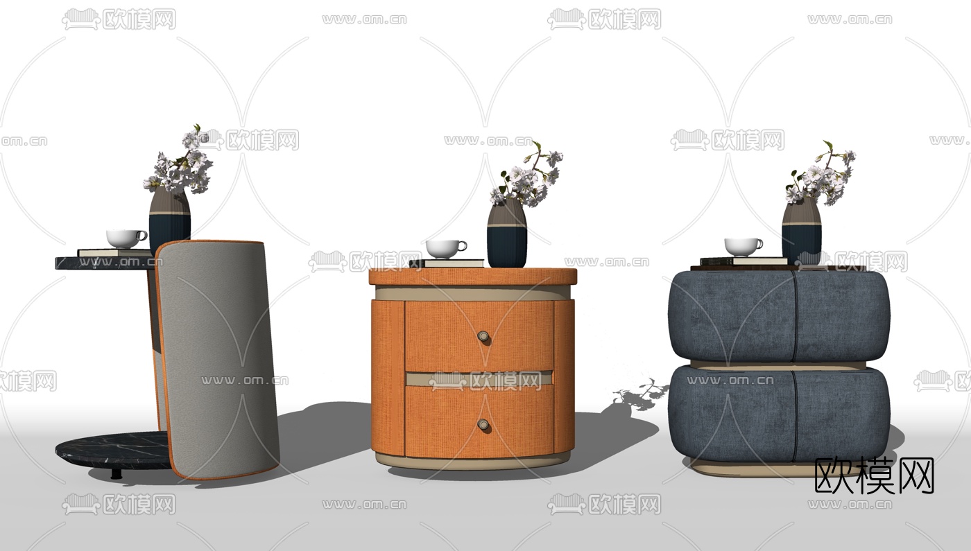 现代轻奢床头柜su模型下载（渲染图2）